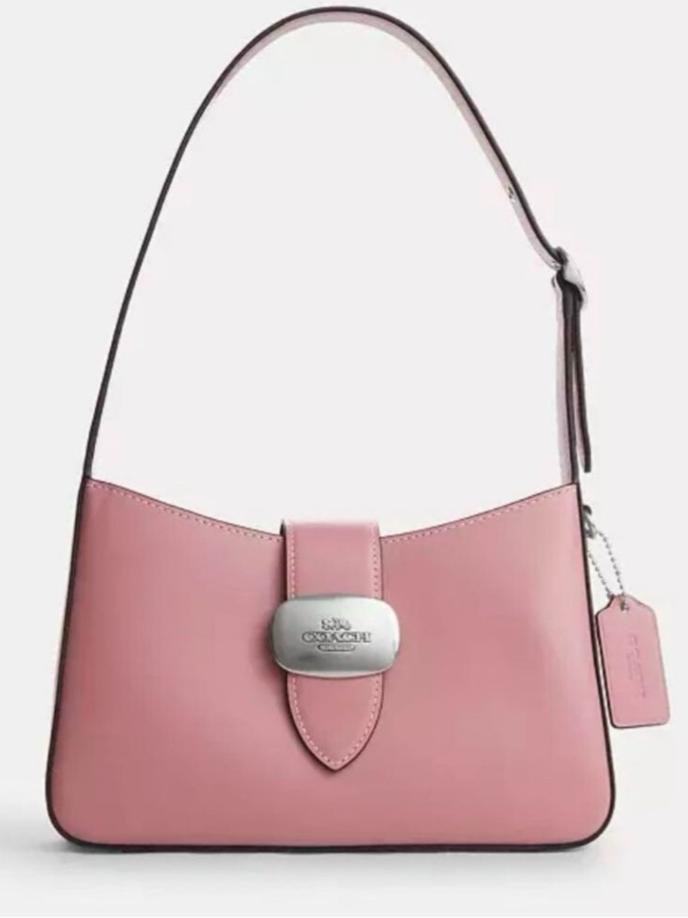 Coach Eliza Rose Pink Leather Shoulder Bag with Silver-Tone Clasp